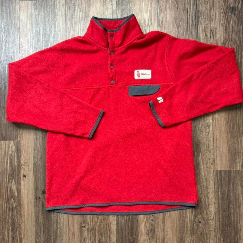 Oklahoma Sooners Russell Athletic Fleece Pullover NCAA Football Top L/G‎